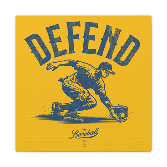 Defend Infielder Wall Art Canvas_Yellow Gold