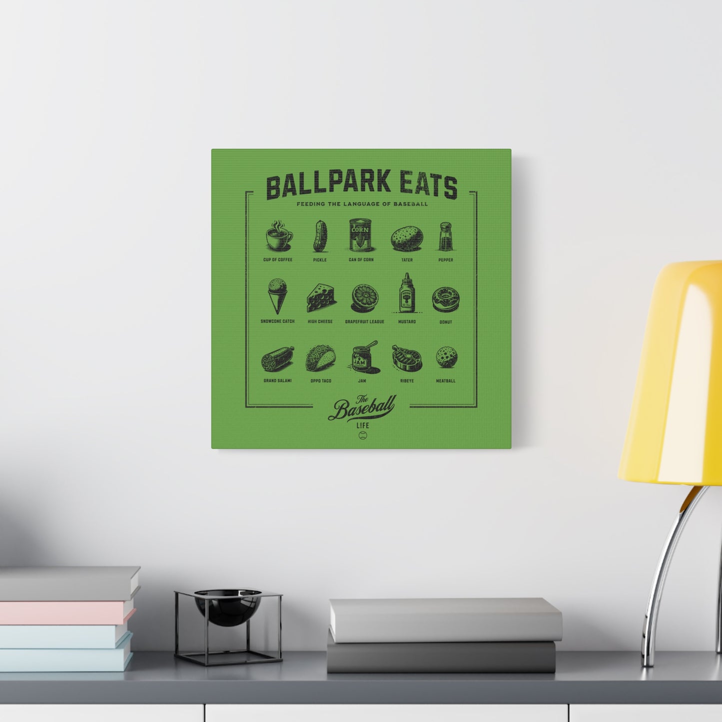 Ballpark Eats_Feeding the Language of Baseball Wall Art Canvas_Grass Green