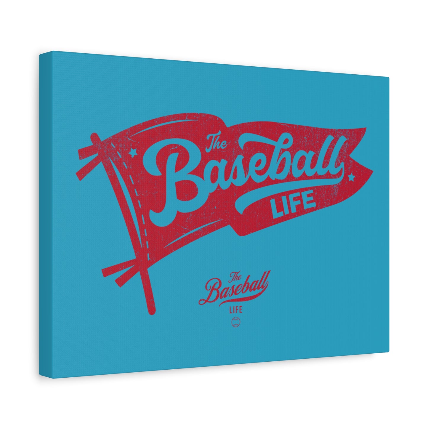 Classic Pennant Wall Art Canvas_Red Print on Turquoise