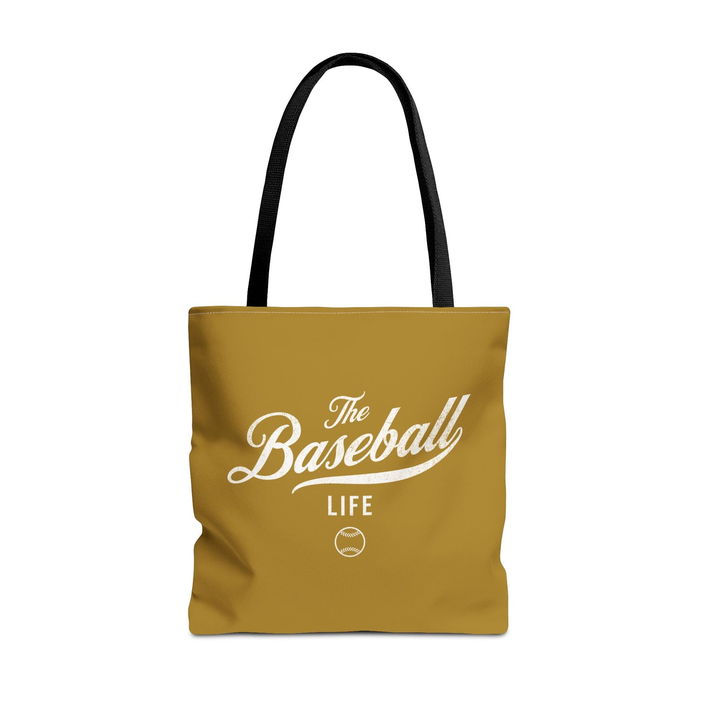 The Baseball Life Tote Bag_Old Gold w White Print