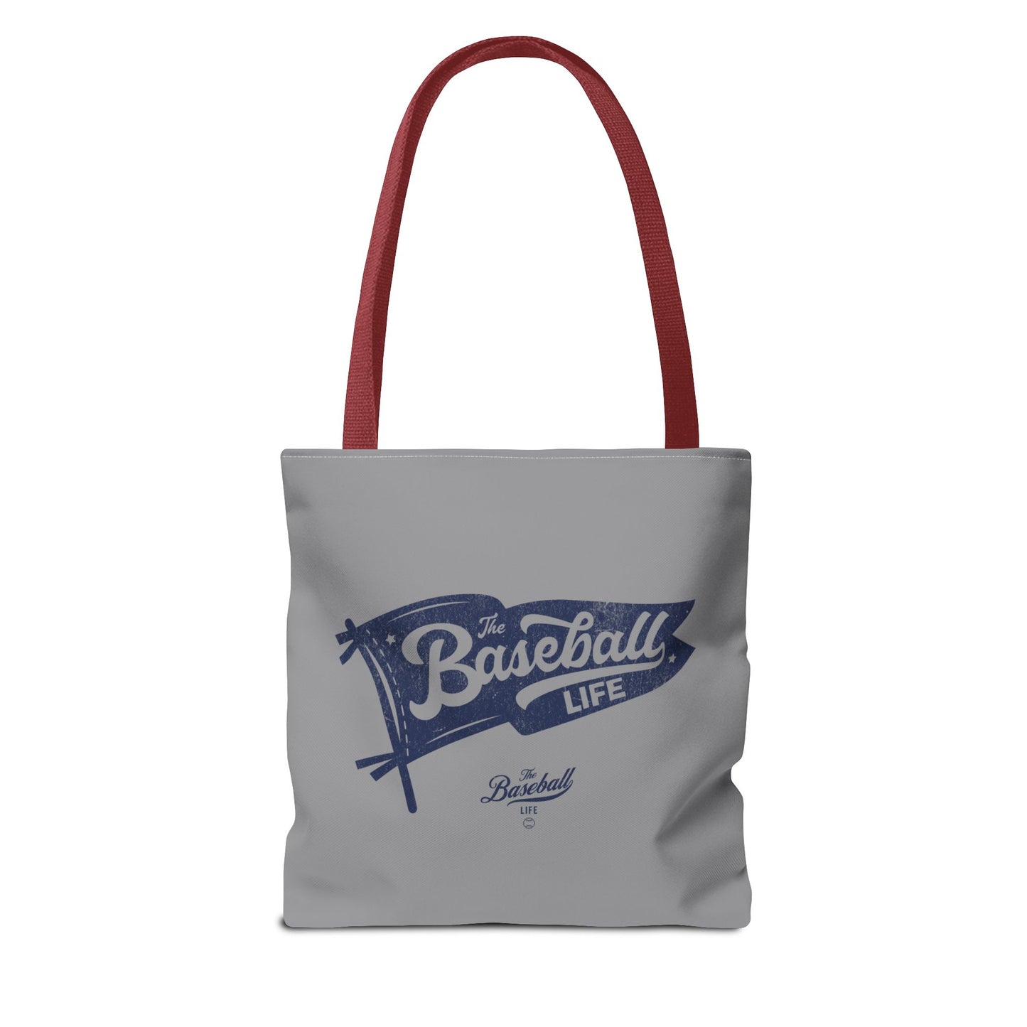 Vintage Pennant Tote Bag_Navy Print on Medium Gray