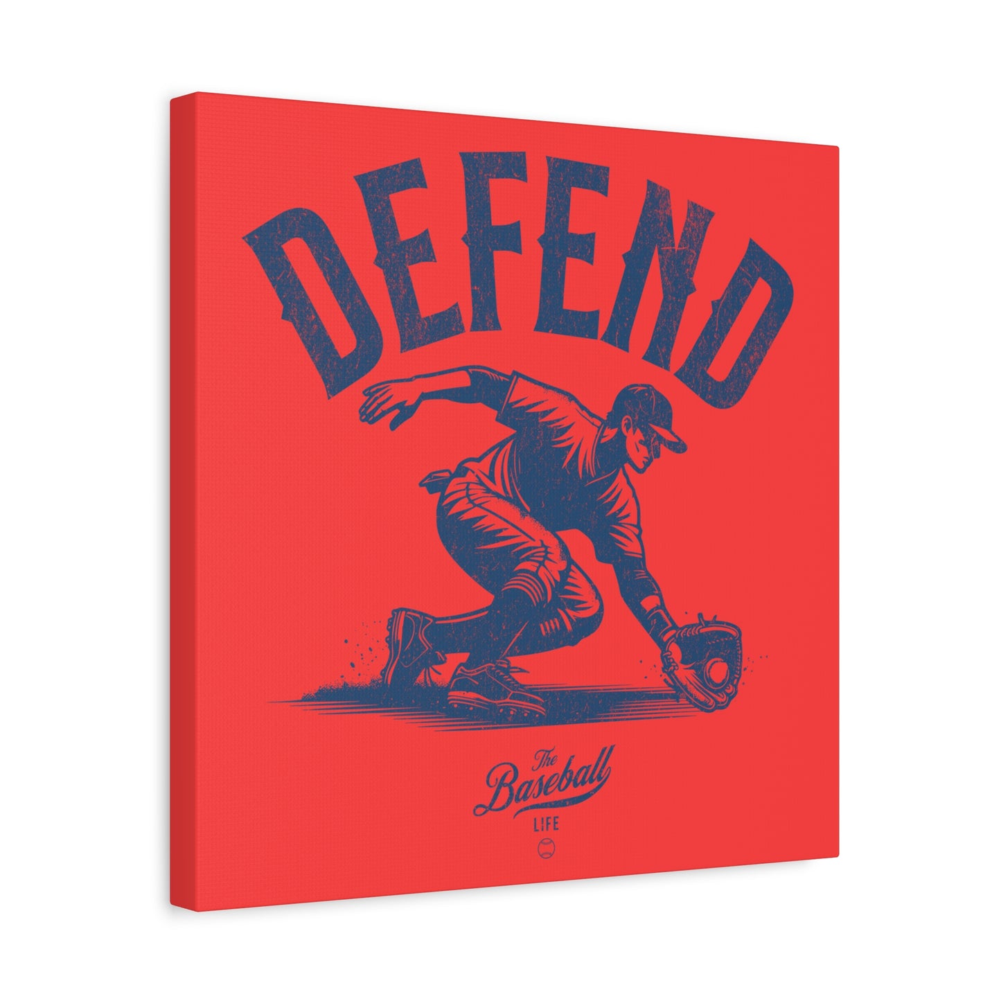 Defend Infielder Wall Art Canvas_Coral Red