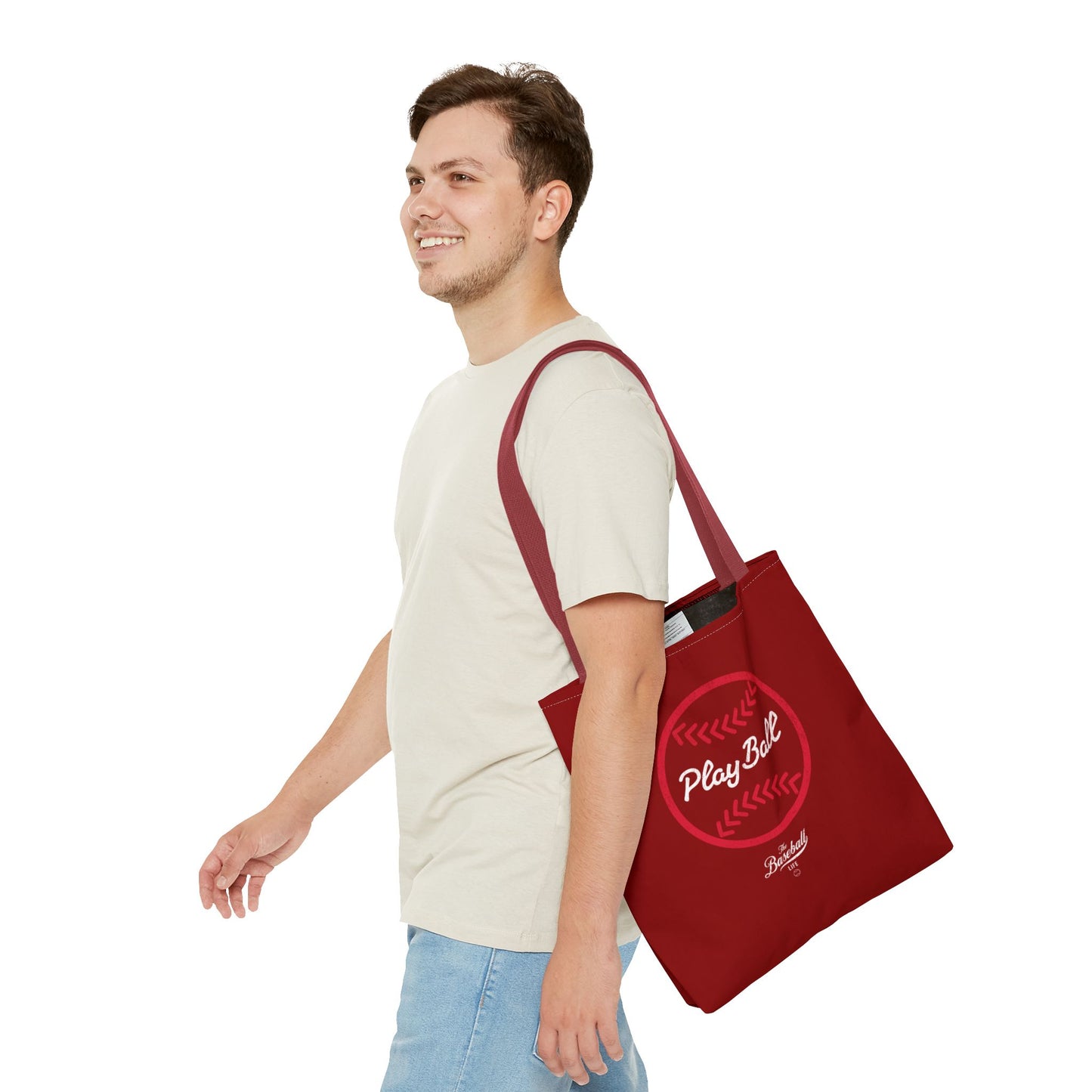 Baseball Icon Play Ball Tote Bag_Maroon