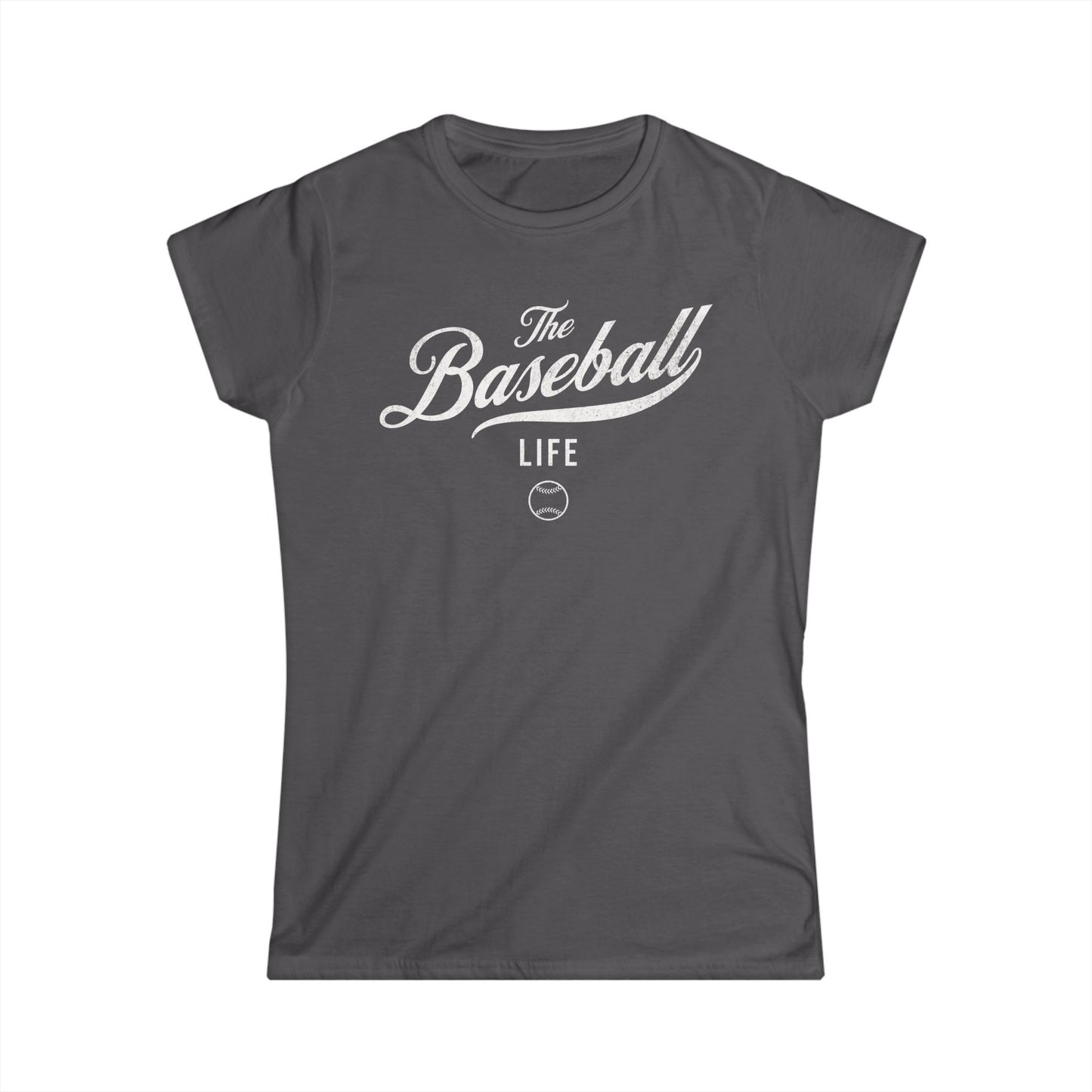 The Baseball Life Classic Script Tee_Women's_White Print
