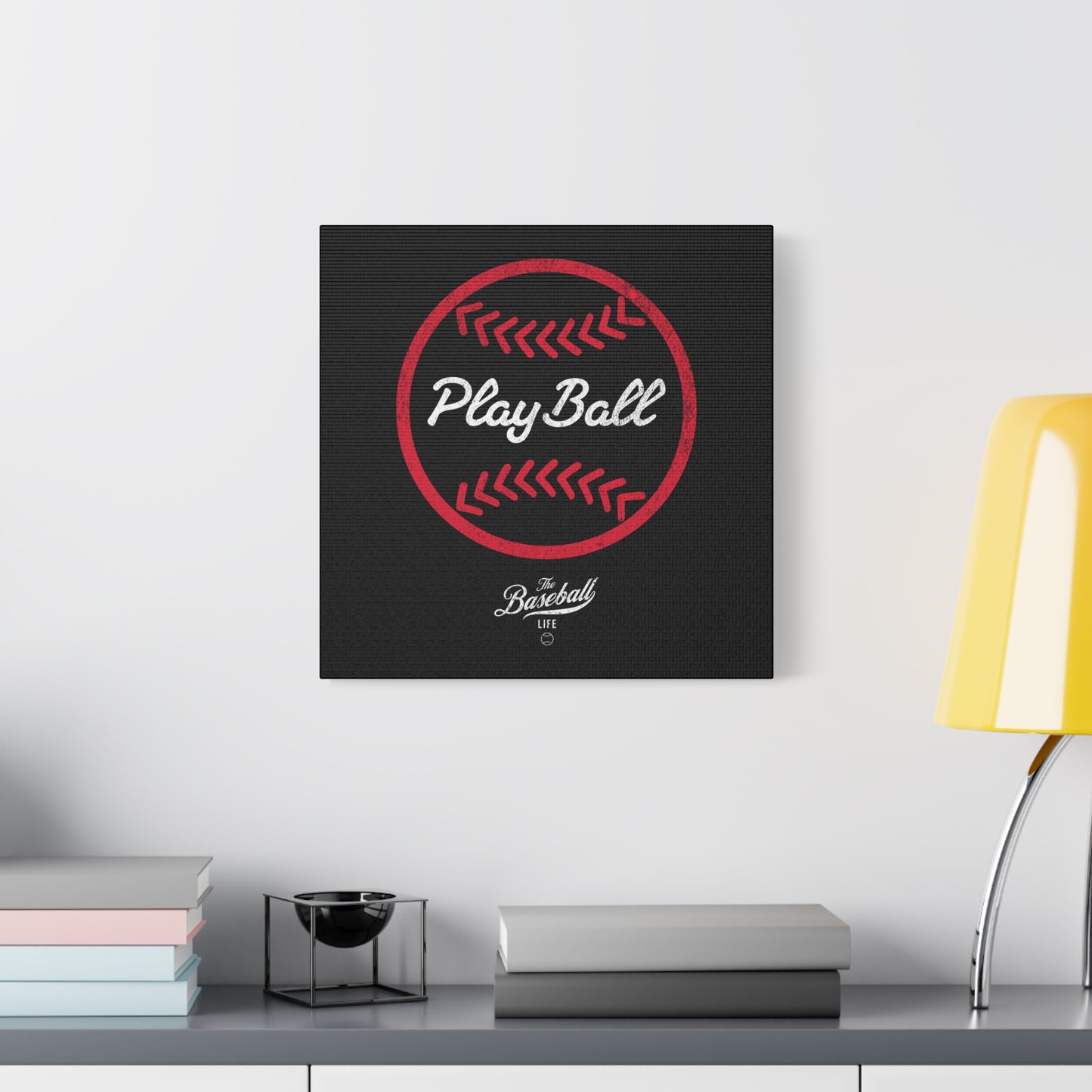 Play Ball Graphic Baseball Wall Art Canvas_Black