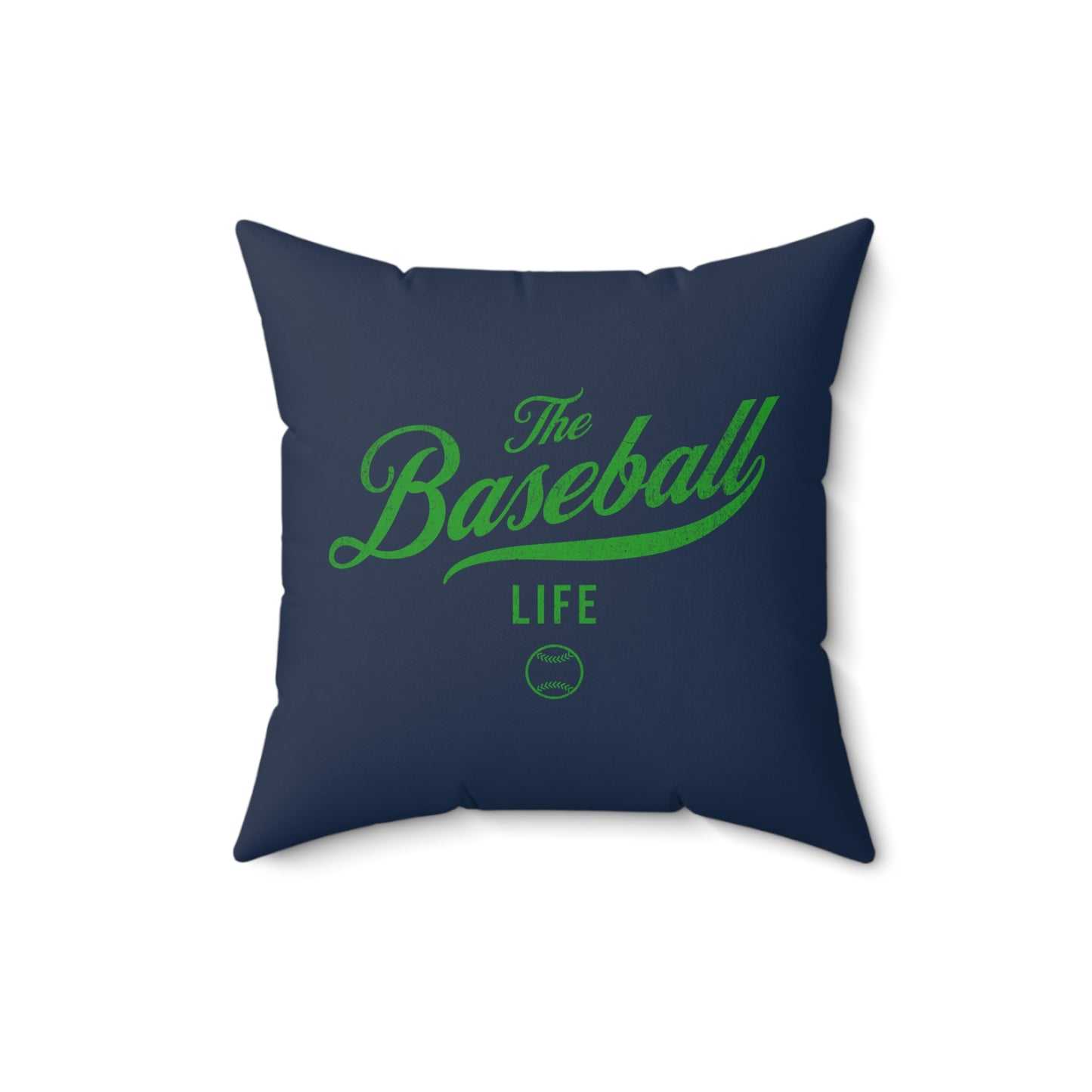 The Baseball Life Accent Pillow_Navy w Green Print