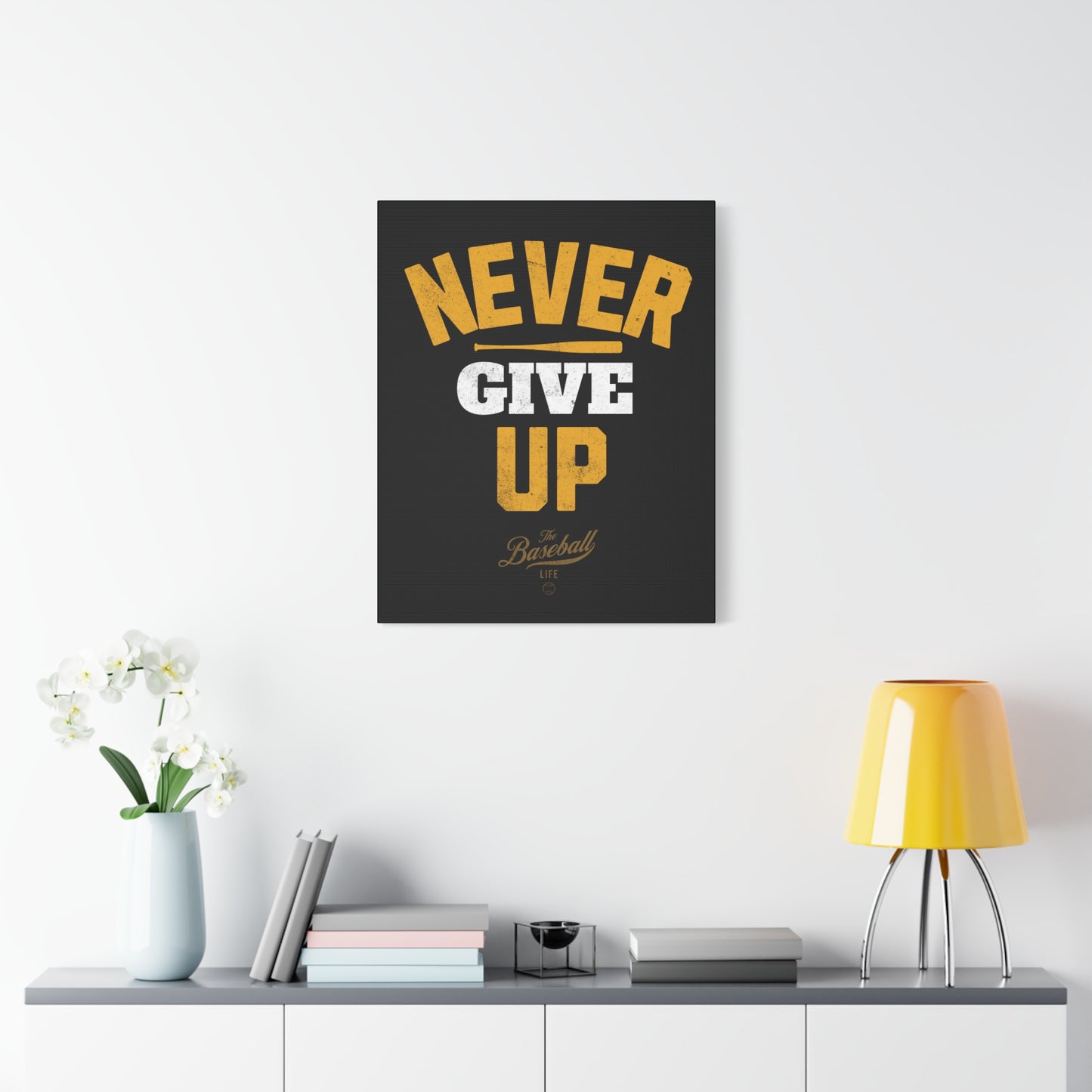 Never Give Up Wall Art Canvas_Black Vertical