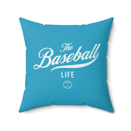 The Baseball Life Accent Pillow_Turquoise w White Print