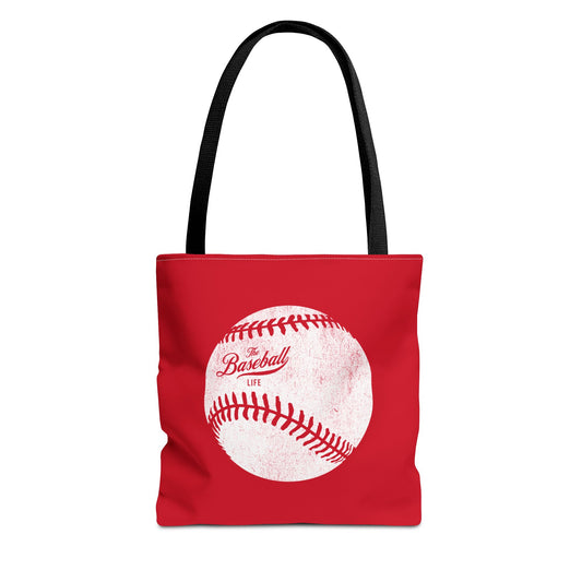 Weathered Baseball Tote Bag_Red