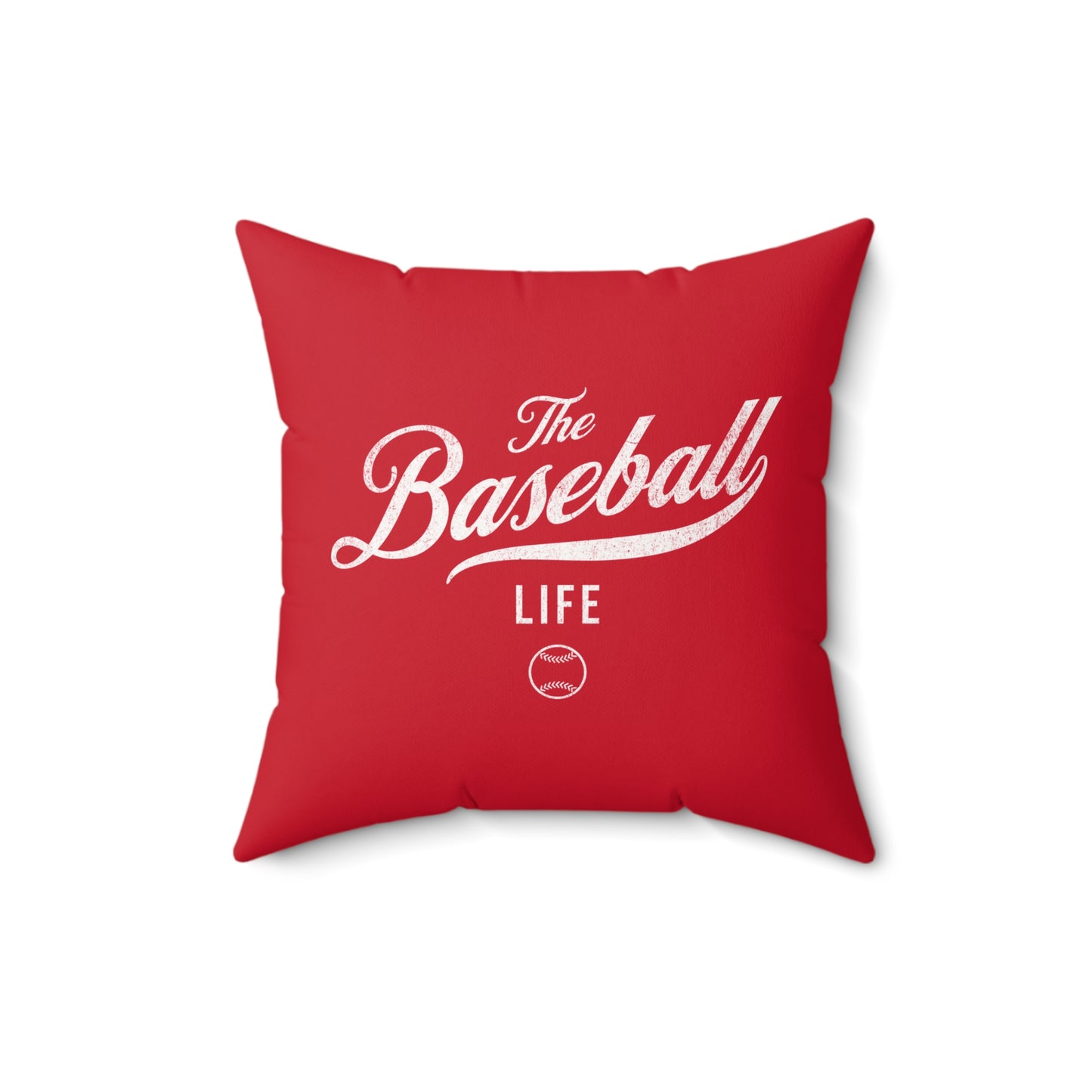 The Baseball Life Accent Pillow_Red w White Print