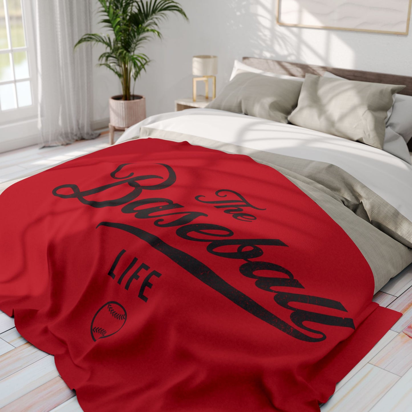 Fleece Blanket_Red w Black Print