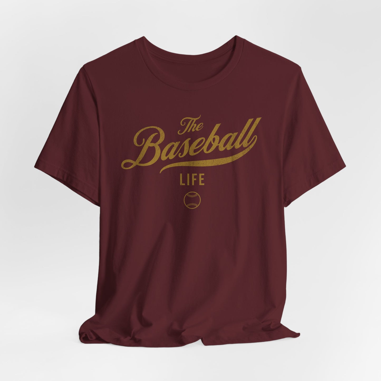 The Baseball Life Classic Script T-Shirt _Old Gold Print