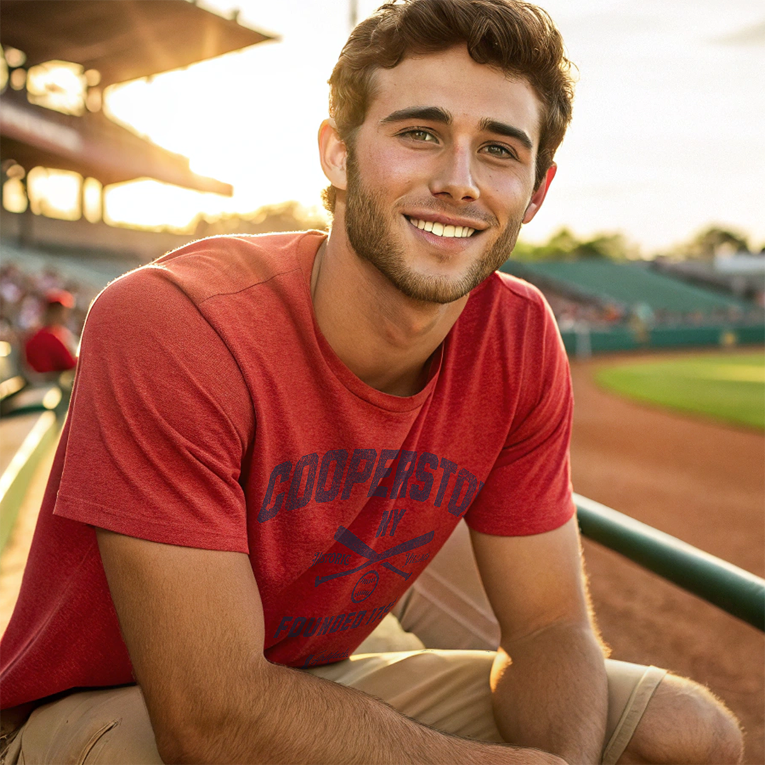 Cooperstown NY Navy Print_Artifacts Baseball Collection T-Shirt