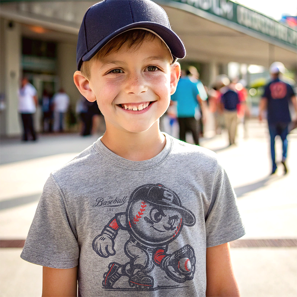 Youth Mr. Baseball Mascot Fielding T-Shirt