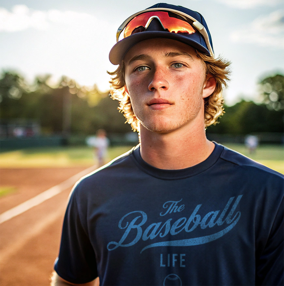 The Baseball Life Classic Script T-Shirt_Carolina Blue Print