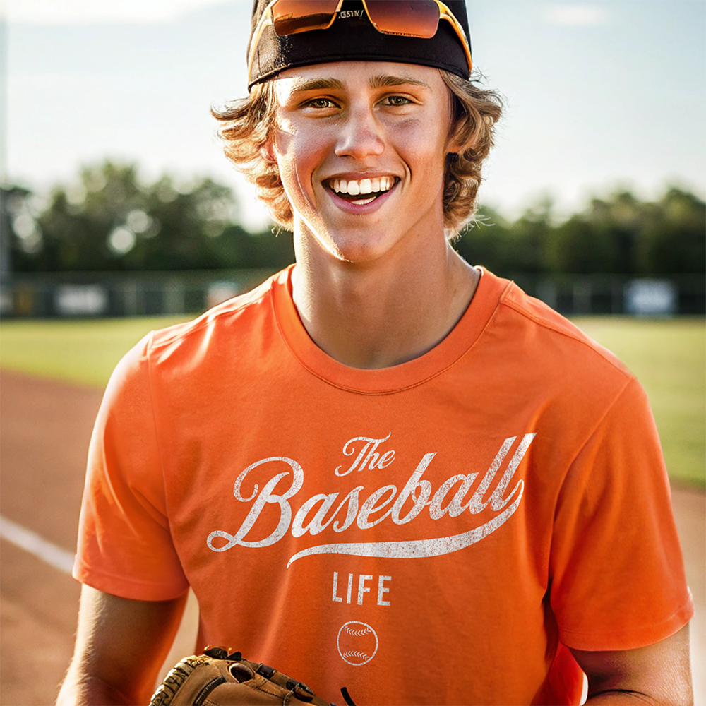 The Baseball Life Classic Script T-Shirt_White Print