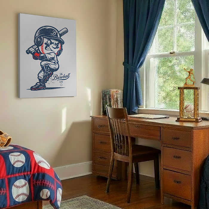 Mr. Baseball Mascot Batting Wall Art Canvas - Vertical