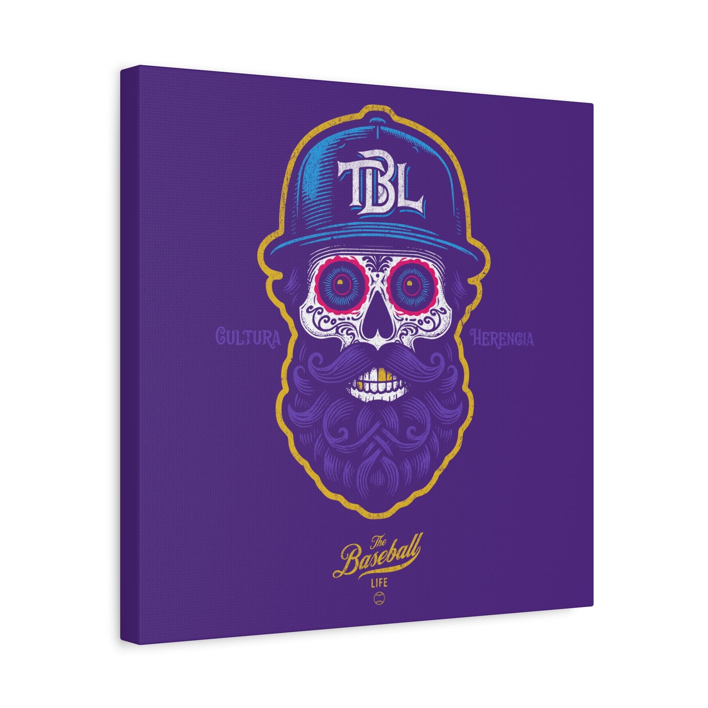 Beisbol Sugar Skull Series_Player 2 Wall Art Canvas_Purple