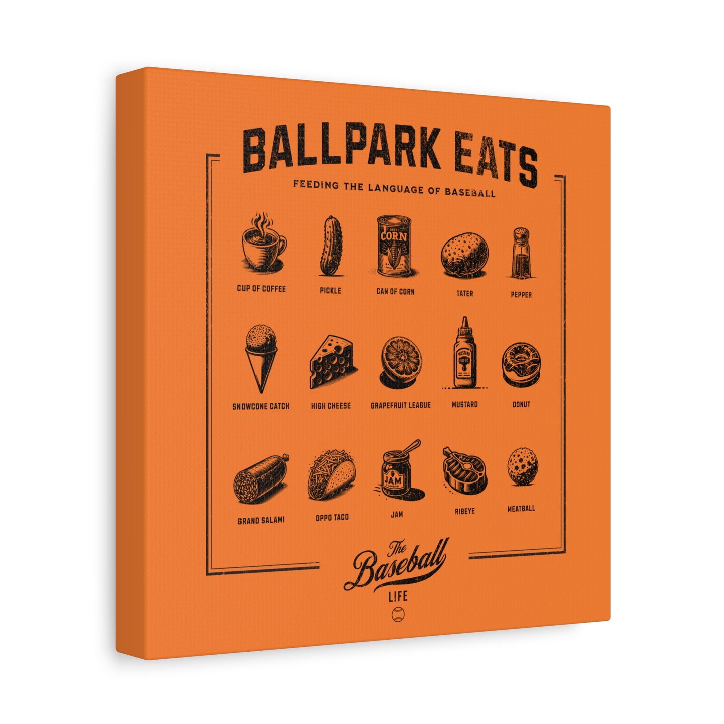 Ballpark Eats_Feeding the Language of Baseball Wall Art Canvas_Orange