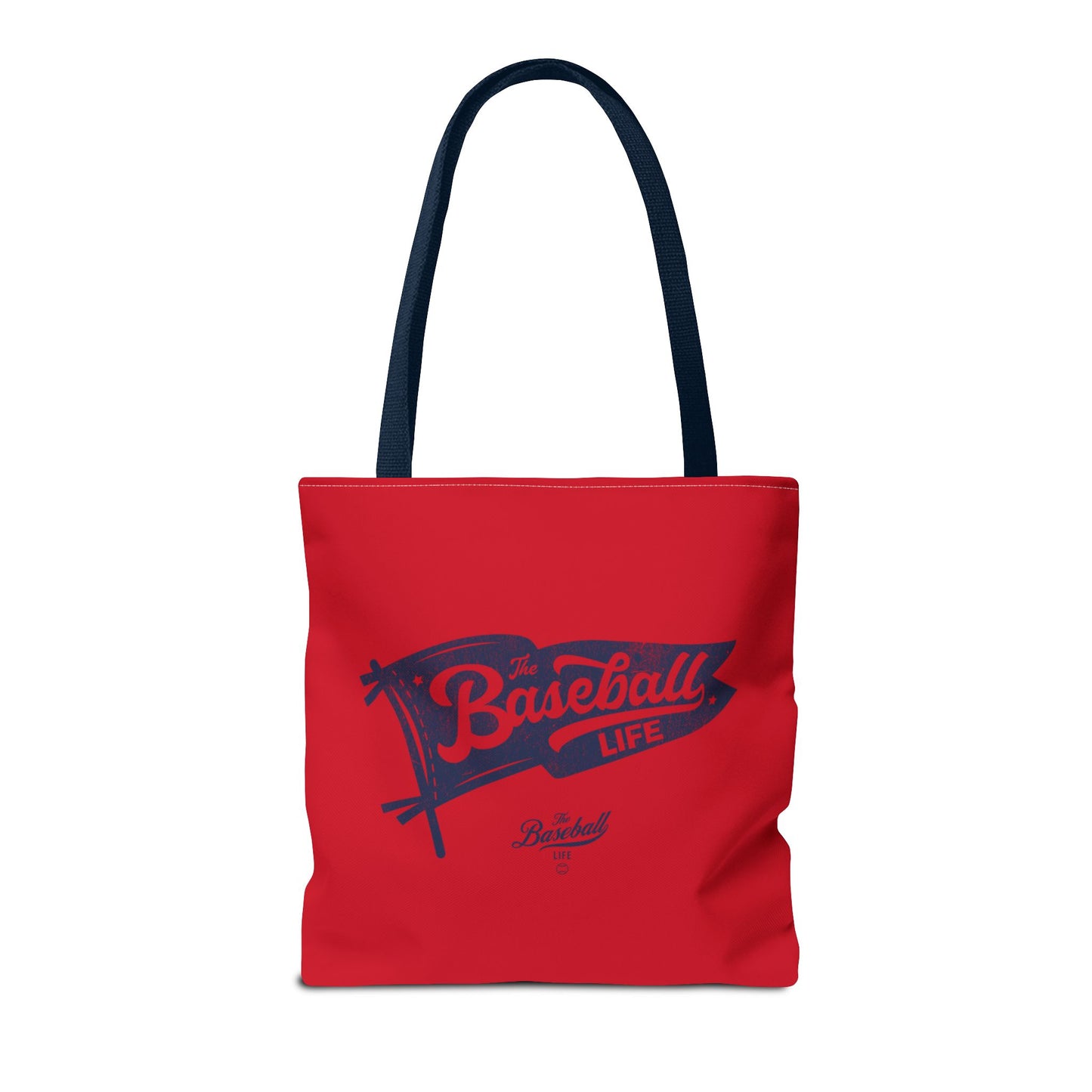 Vintage Pennant Tote Bag_Navy Print on Red