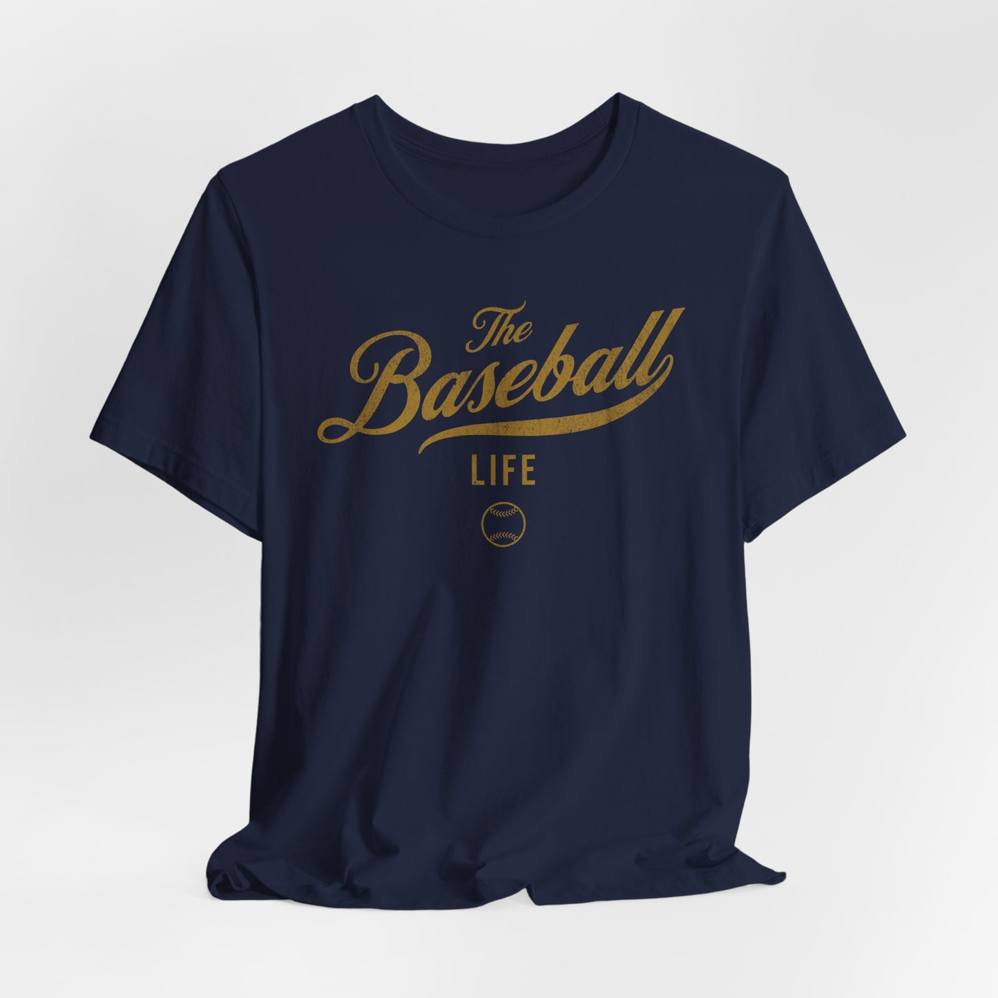 The Baseball Life Classic Script T-Shirt _Old Gold Print
