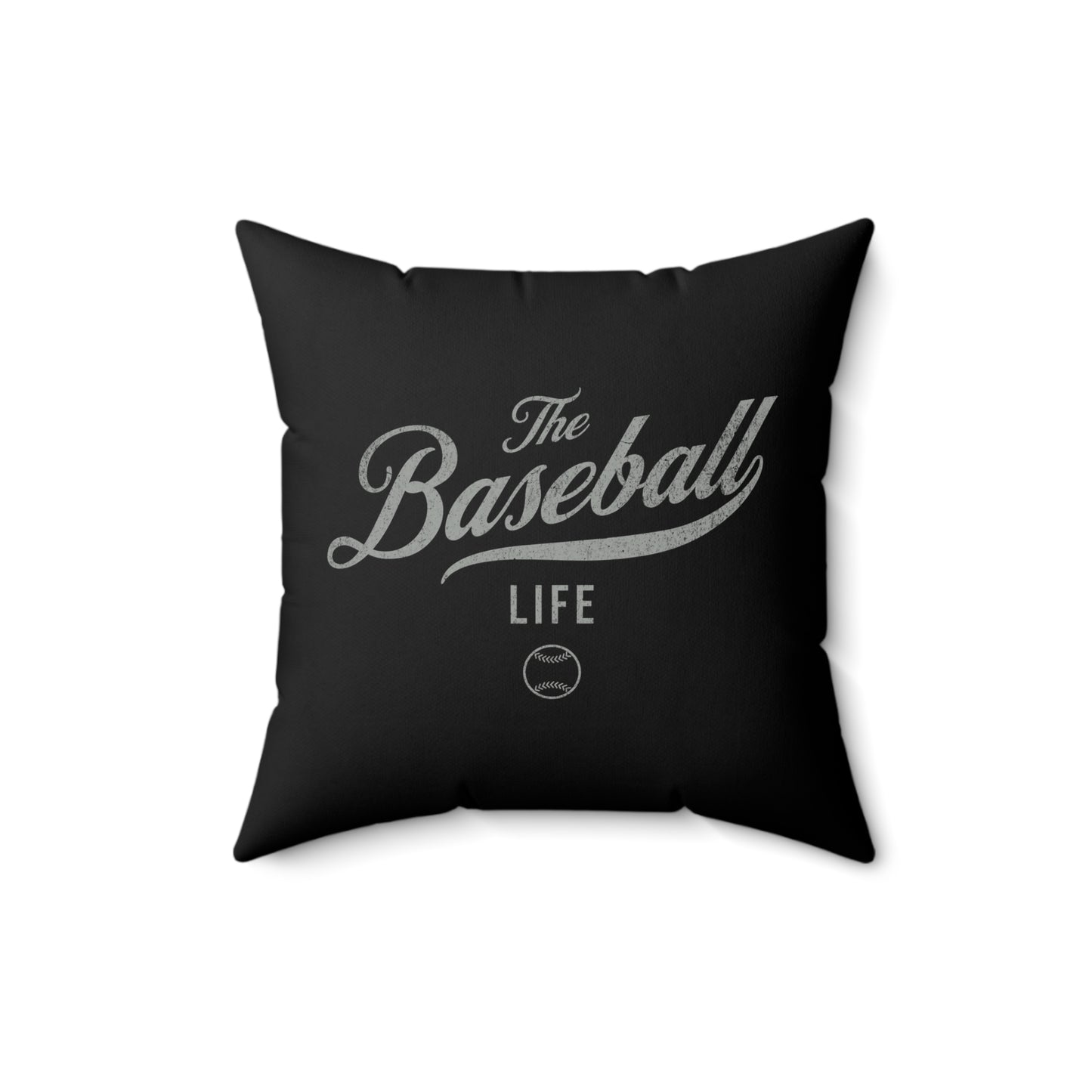 The Baseball Life Accent Pillow_Black w Silver Gray Print