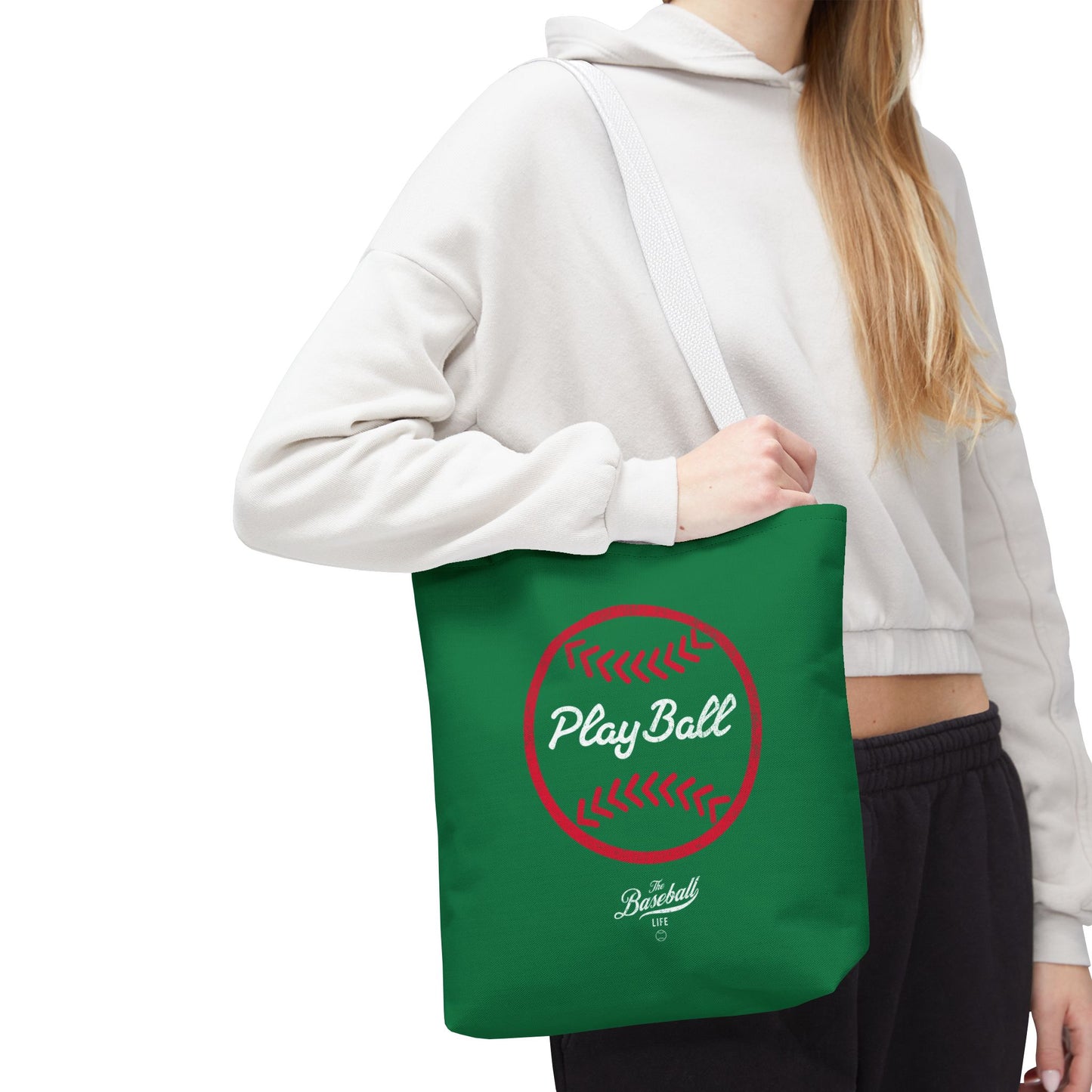 Baseball Icon Play Ball Tote Bag_Green
