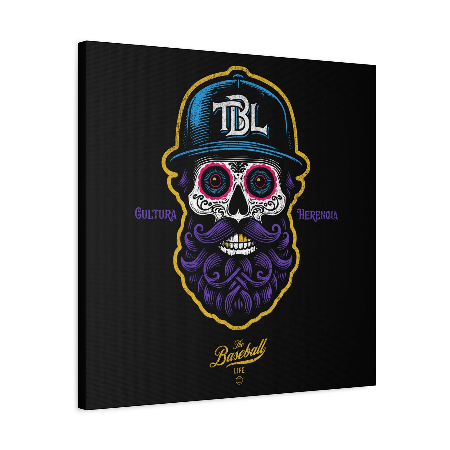 Beisbol Sugar Skull Series_Player 2 Wall Art Canvas_Black