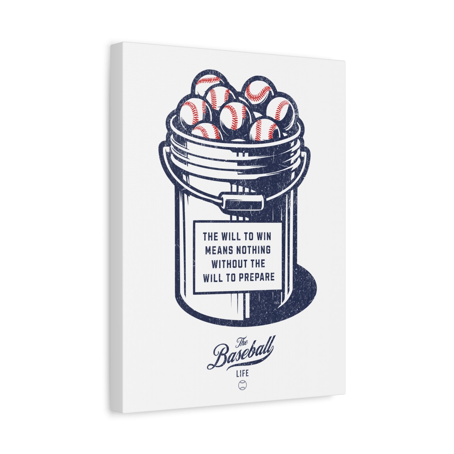 Bucket of Balls (The Will To Prepare) Wall Art Canvas_White Vertical