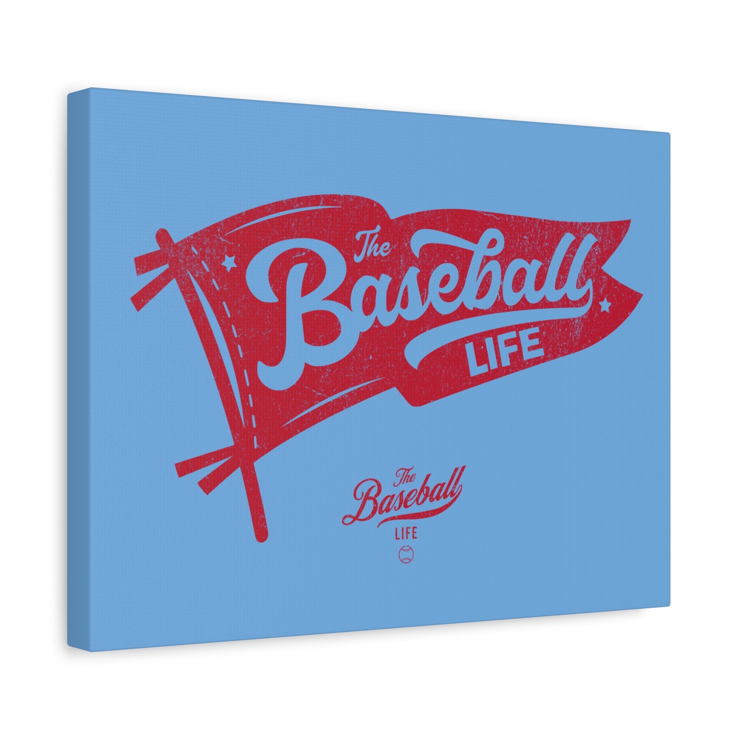 Classic Pennant Wall Art Canvas_Red Print on Carolina Blue
