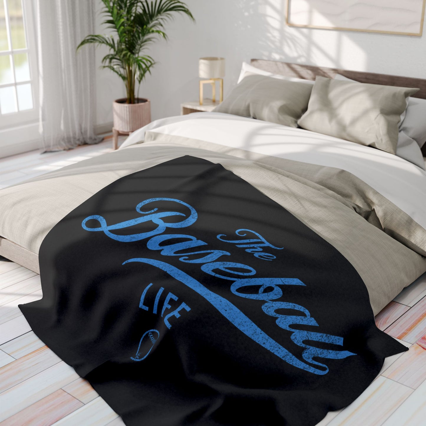 Fleece Blanket_Black w Carolina Blue Print