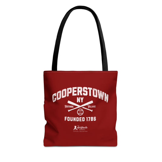 Cooperstown, NY Tote Bag_Maroon w White Print