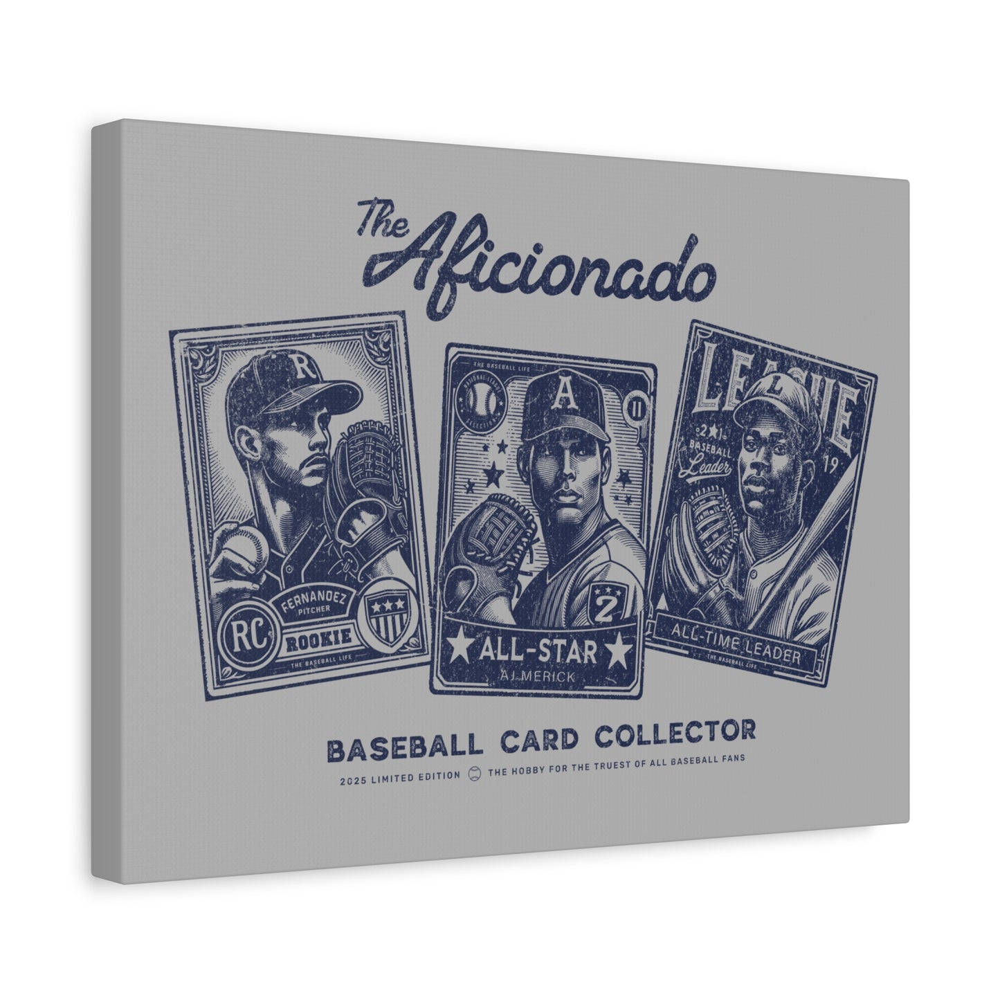 The Aficionado Baseball Card Collector Wall Art Canvas_Silver Gray