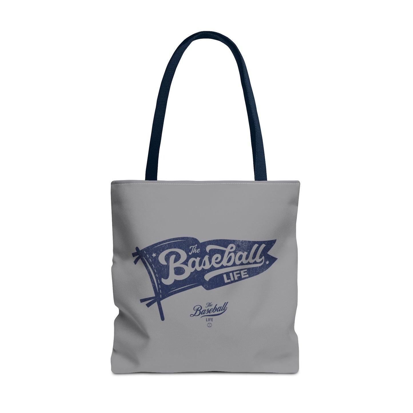 Vintage Pennant Tote Bag_Navy Print on Medium Gray