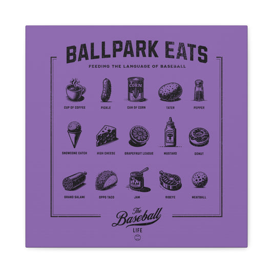 Ballpark Eats_Feeding the Language of Baseball Wall Art Canvas_Light Purple