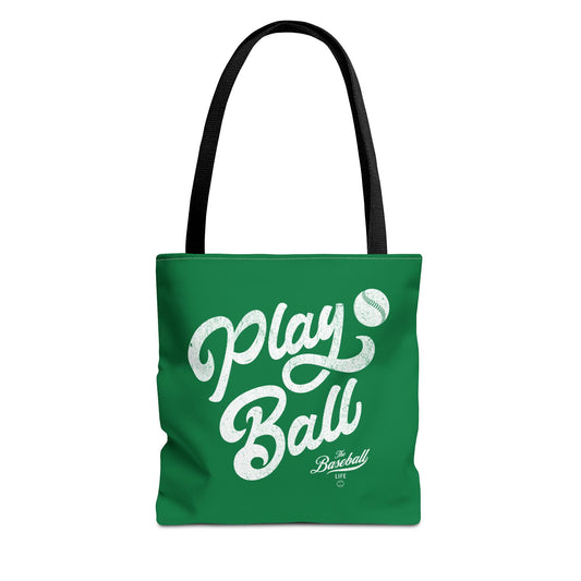 Play Ball Script Tote Bag_Green