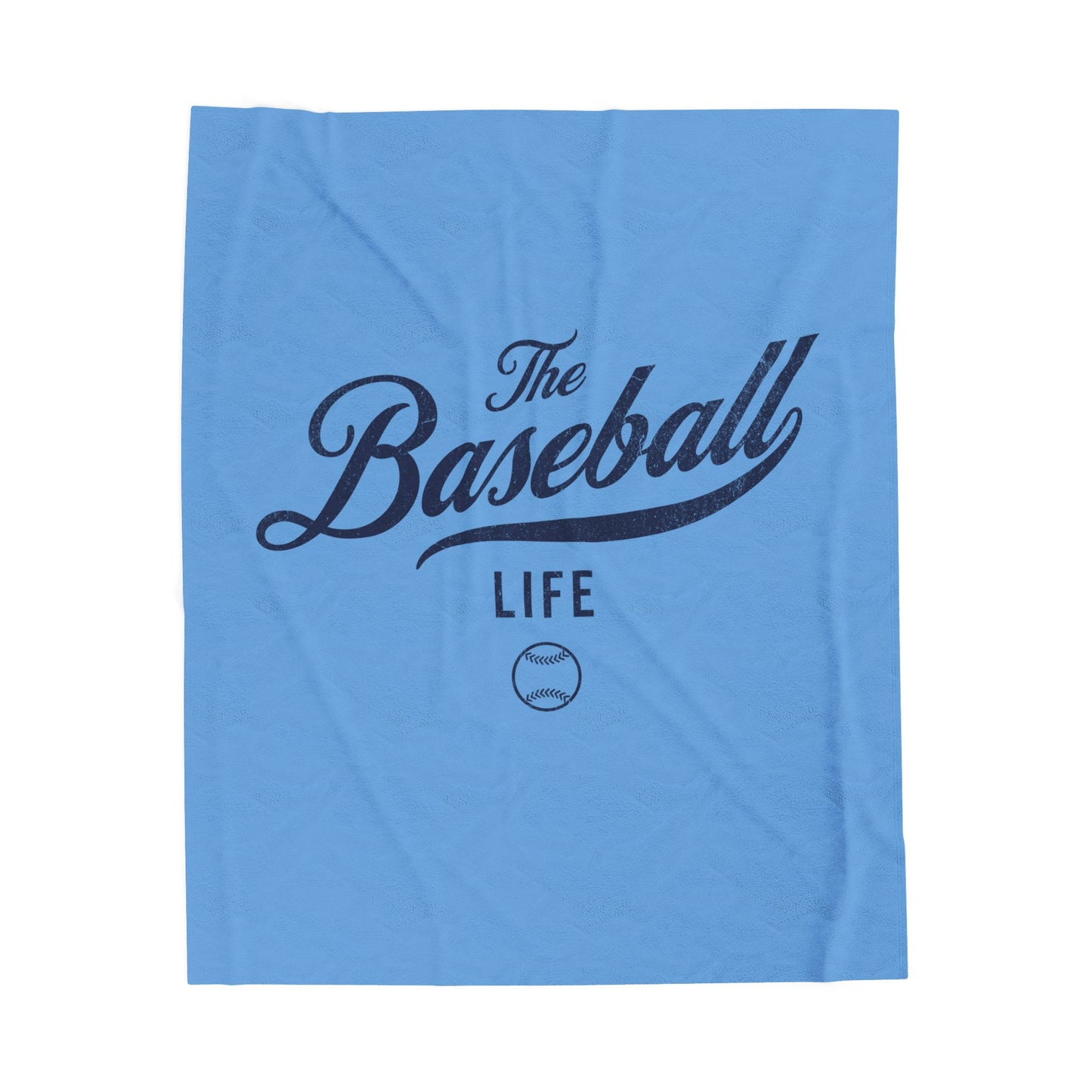 Velveteen Plush Blanket_Carolina Blue with Navy Print