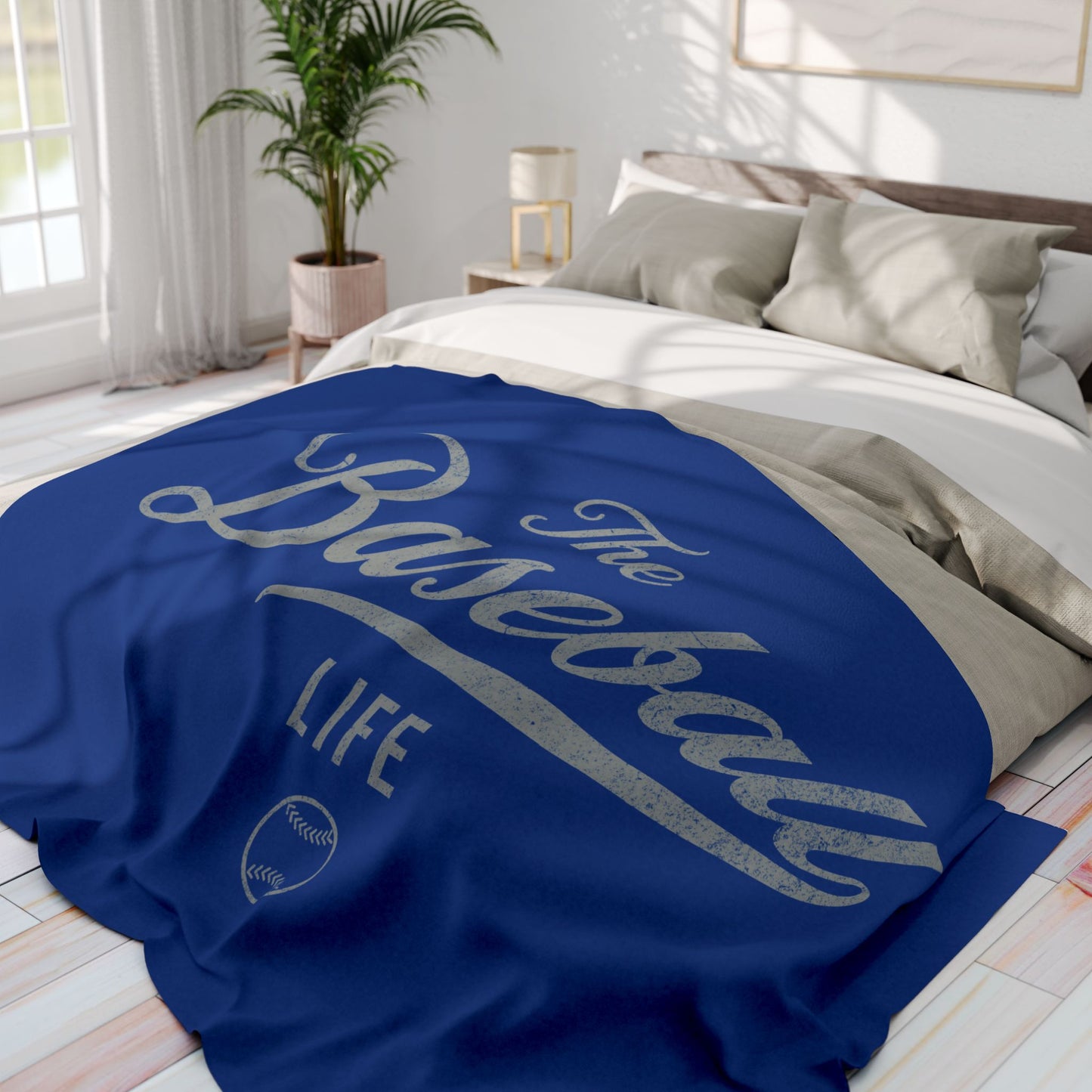 Fleece Blanket_Royal Blue w Silver Gray Print
