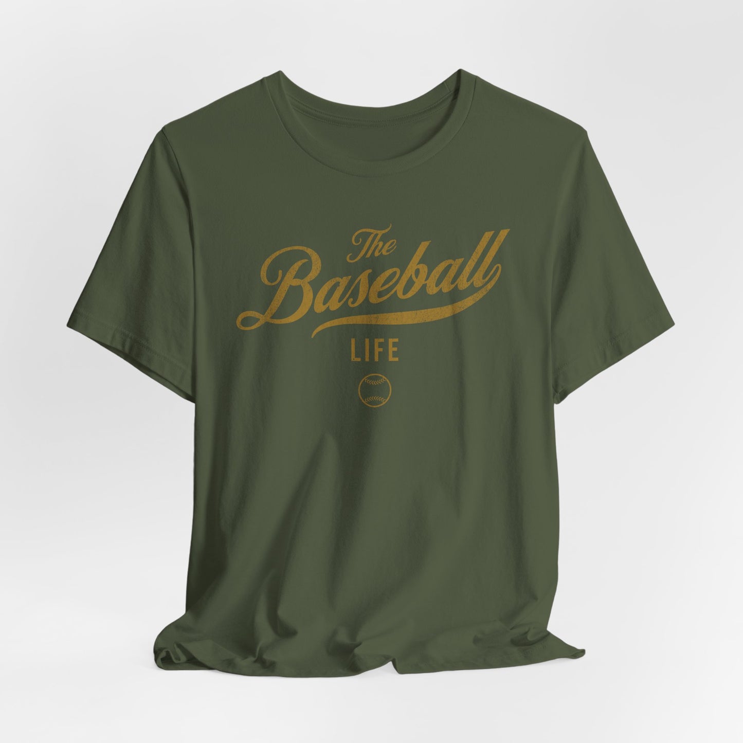The Baseball Life Classic Script T-Shirt _Old Gold Print
