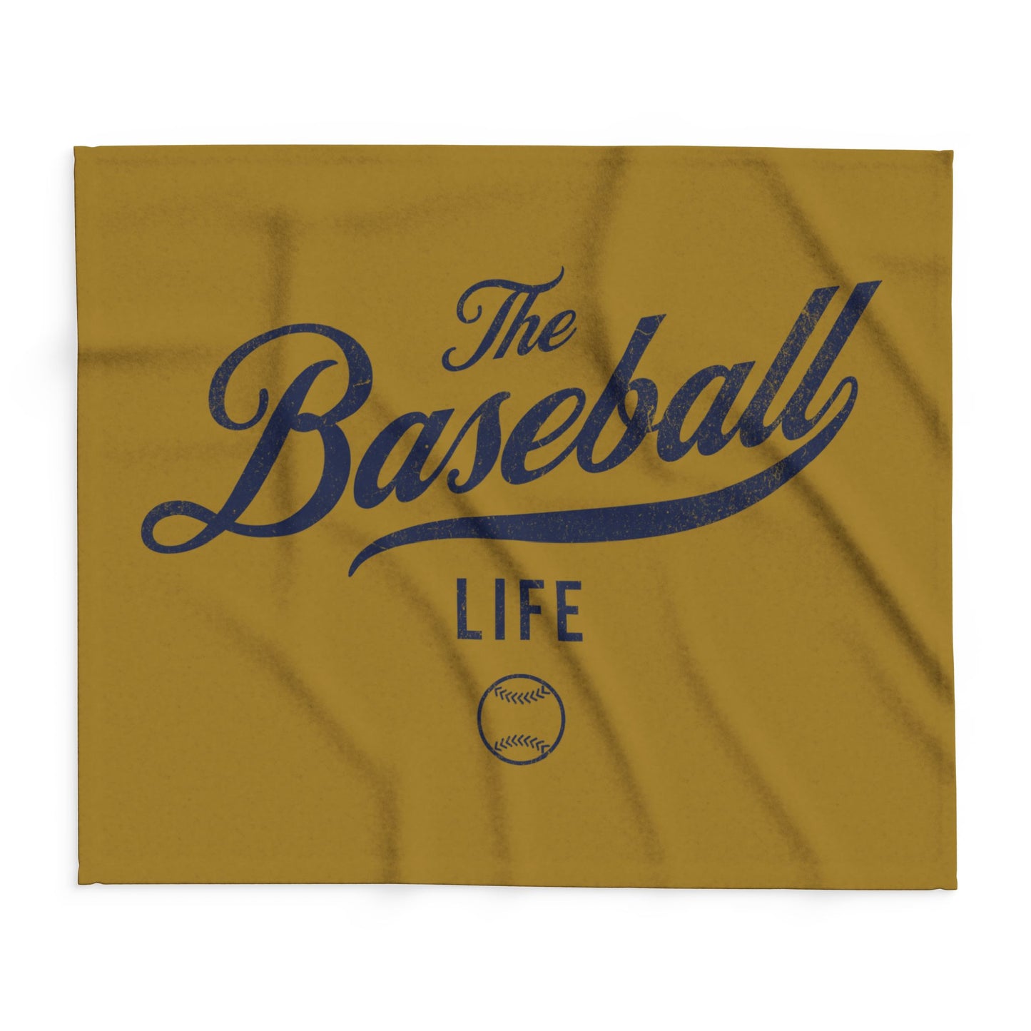 Fleece Blanket_Old Gold w Navy Print