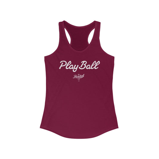 Play Ball White Print_Women's Racerback Tank
