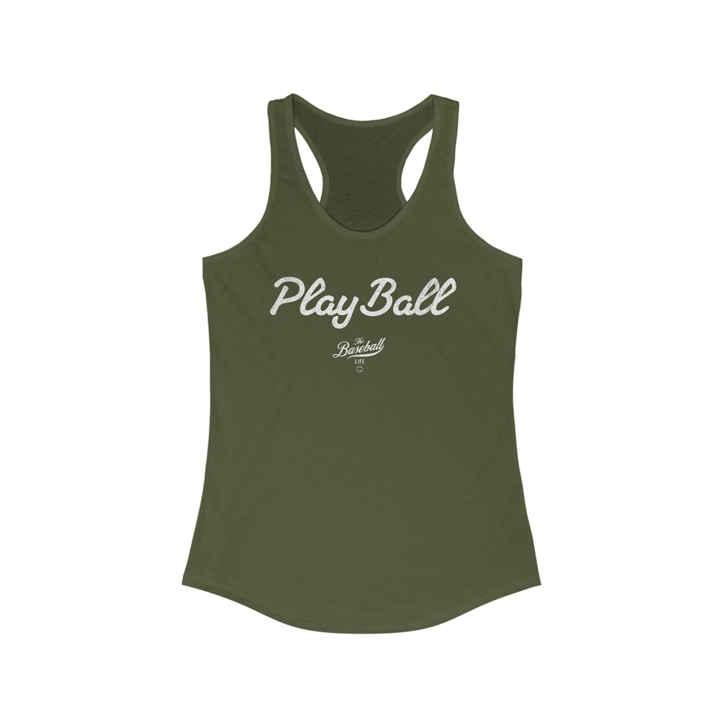 Play Ball White Print_Women's Racerback Tank