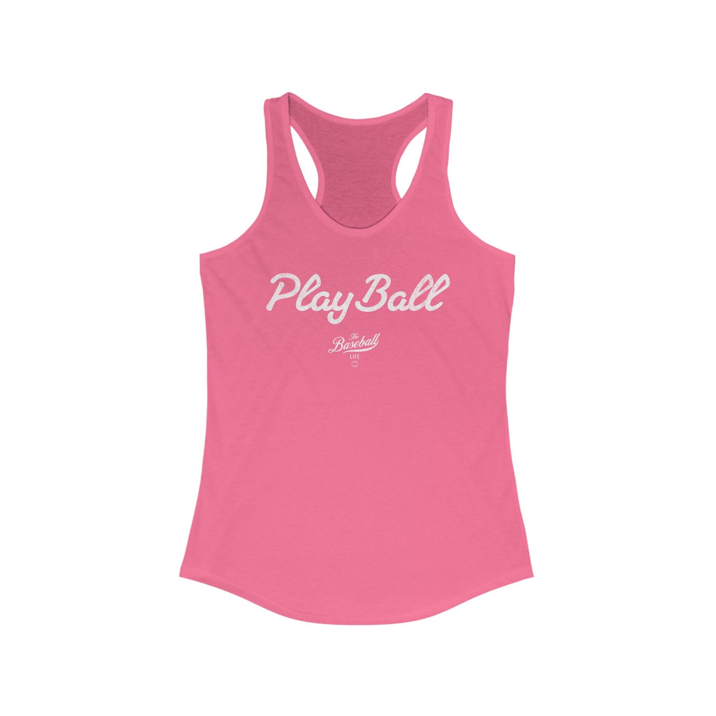 Play Ball White Print_Women's Racerback Tank