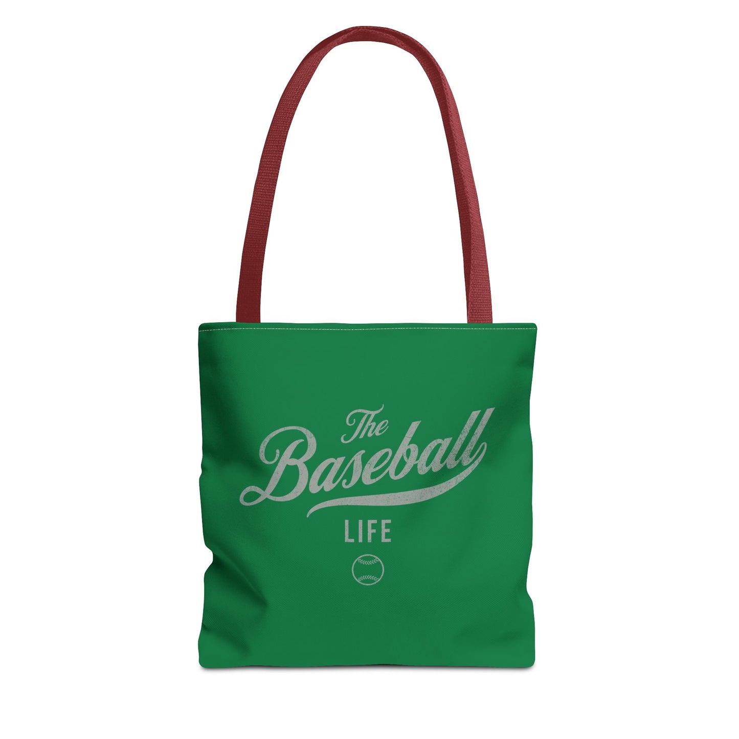The Baseball Life Tote Bag_Green w Silver Gray Print