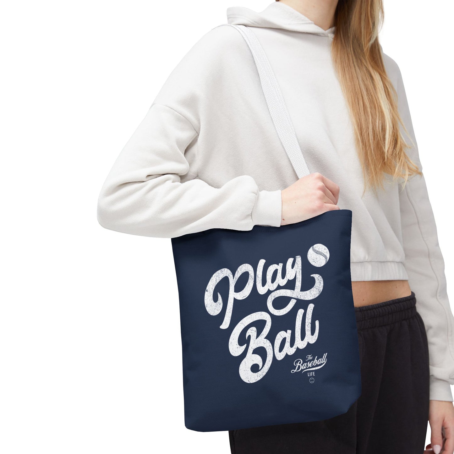 Play Ball Script Tote Bag_Navy