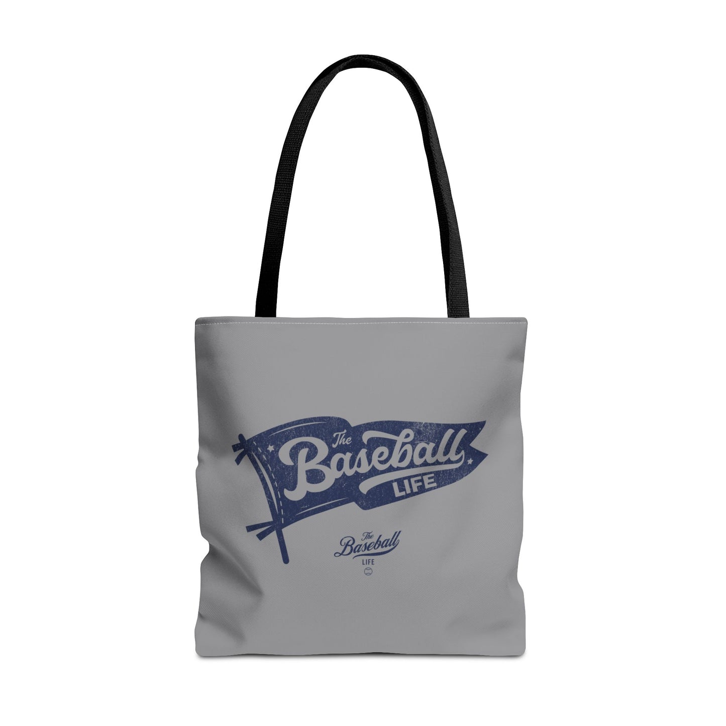 Vintage Pennant Tote Bag_Navy Print on Medium Gray
