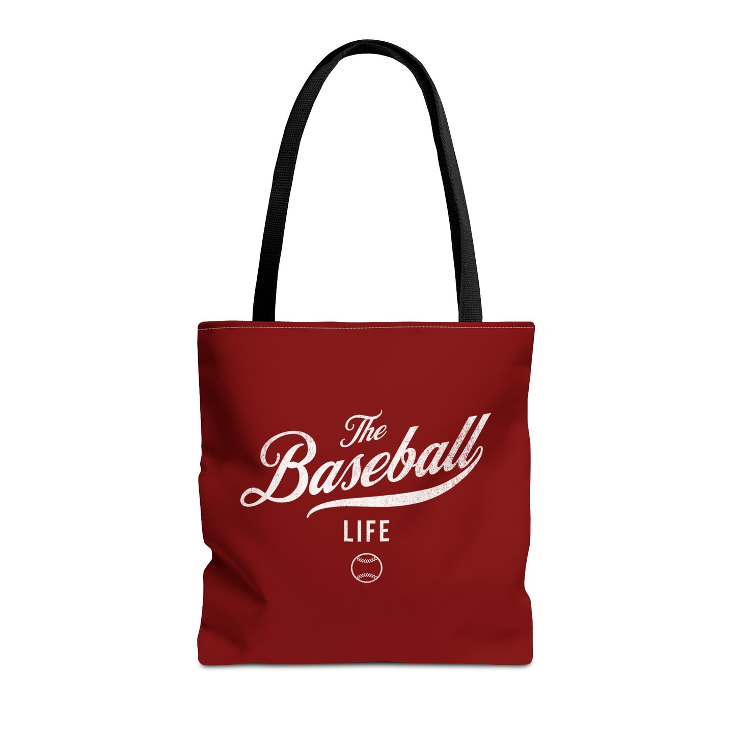 The Baseball Life Tote Bag_Maroon w White Print
