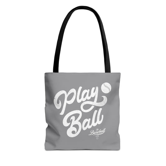 Play Ball Script Tote Bag_Medium Gray