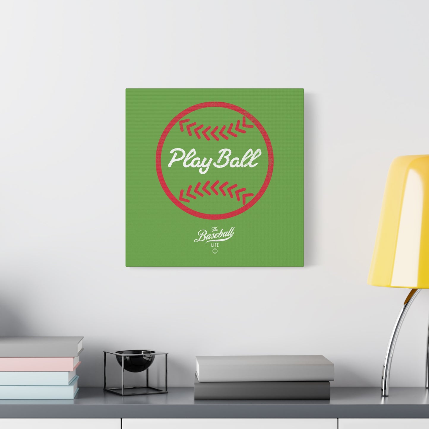 Play Ball Graphic Baseball Wall Art Canvas_Grass Green
