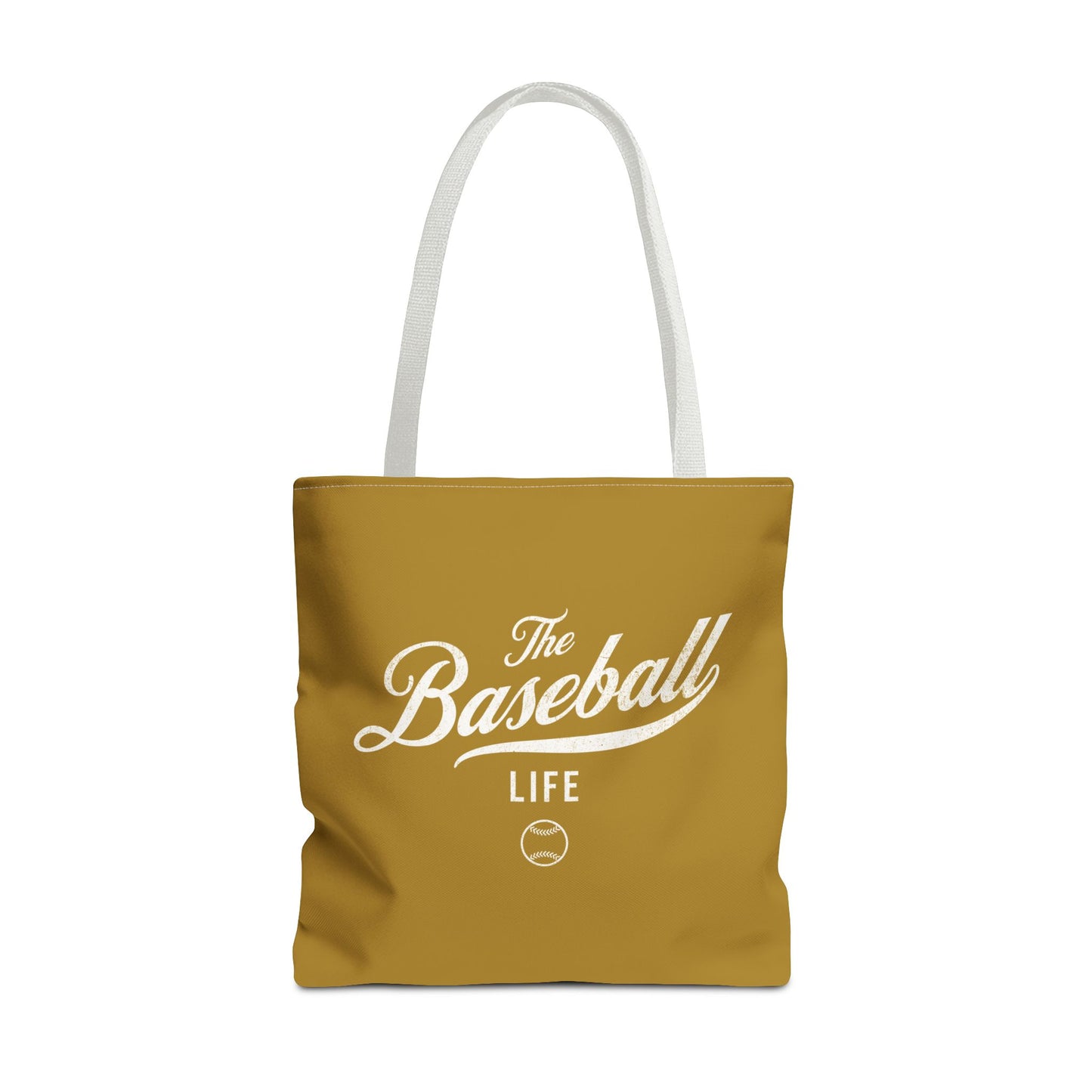 The Baseball Life Tote Bag_Old Gold w White Print